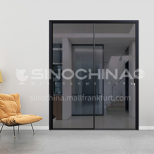 2.0mm modern minimalist style aluminum alloy extremely narrow gray glass sliding door3